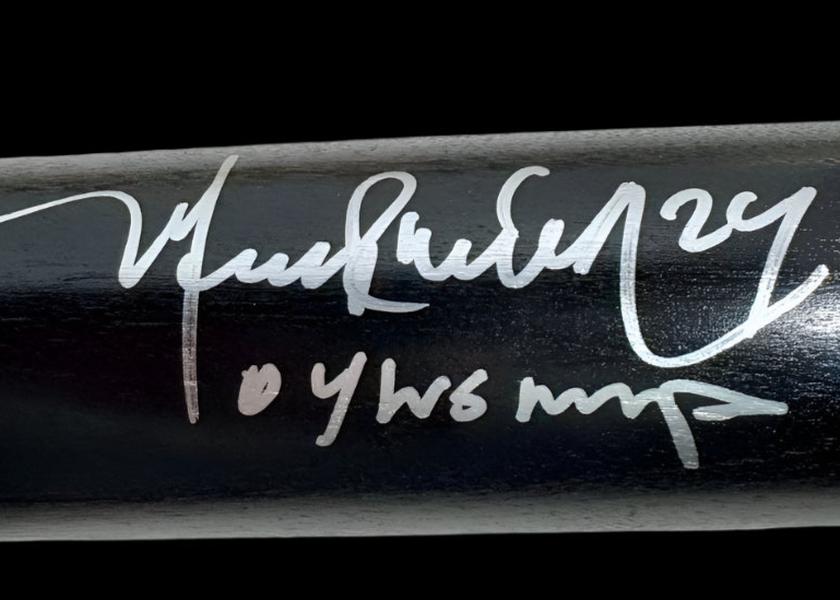 Manny Ramirez signed Black Louisville Slugger Bat w/Inscription Beckett COA